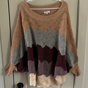 ANDREE BY UNIT Women's Medium Oversized Colorblock Knit Sweater